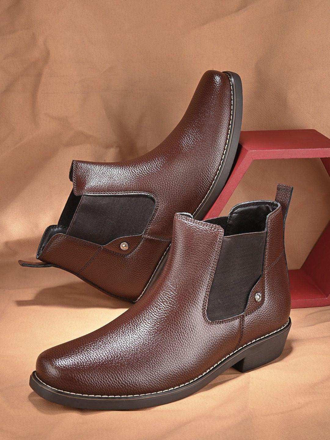 the roadster lifestyle co. men brown mid top block-heel chelsea boots
