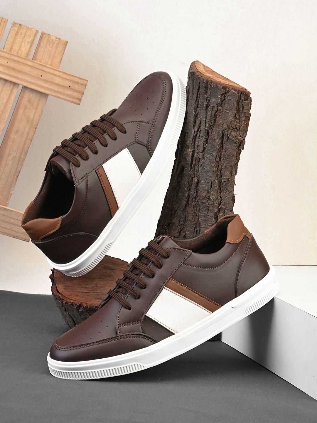 the roadster lifestyle co. men brown patterned lace-up lightweight sneakers