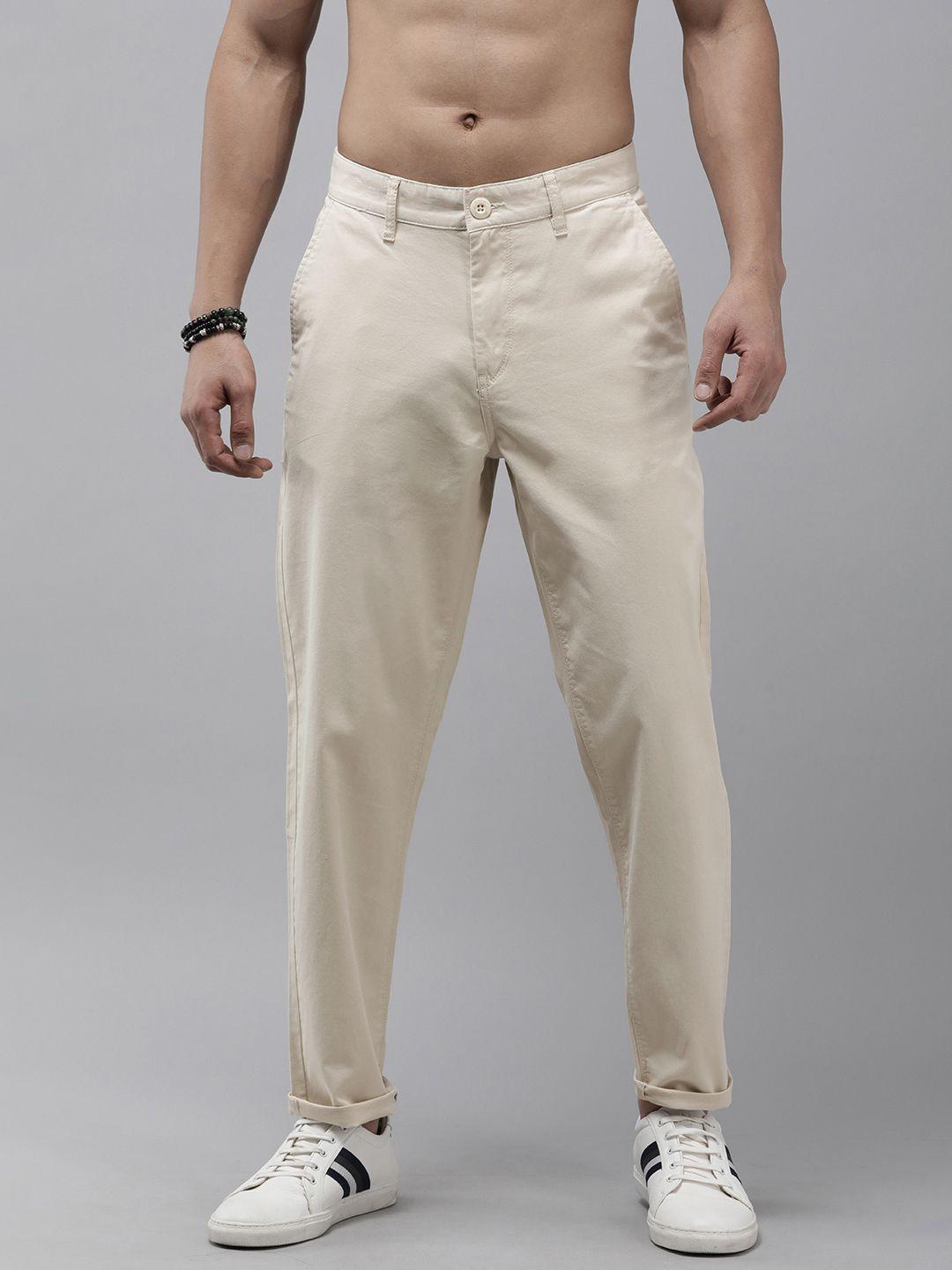 the roadster lifestyle co. men flat front loose fit chinos trousers