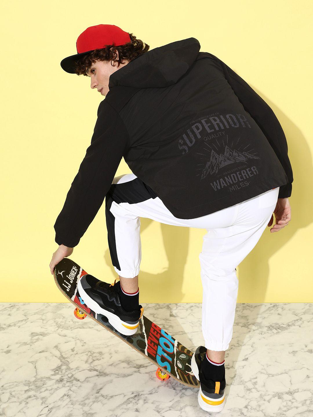 the roadster lifestyle co. men graphic printed hooded sporty jacket