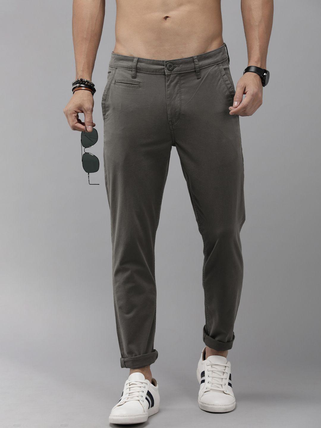 the roadster lifestyle co. men mid rise tapered fit trousers