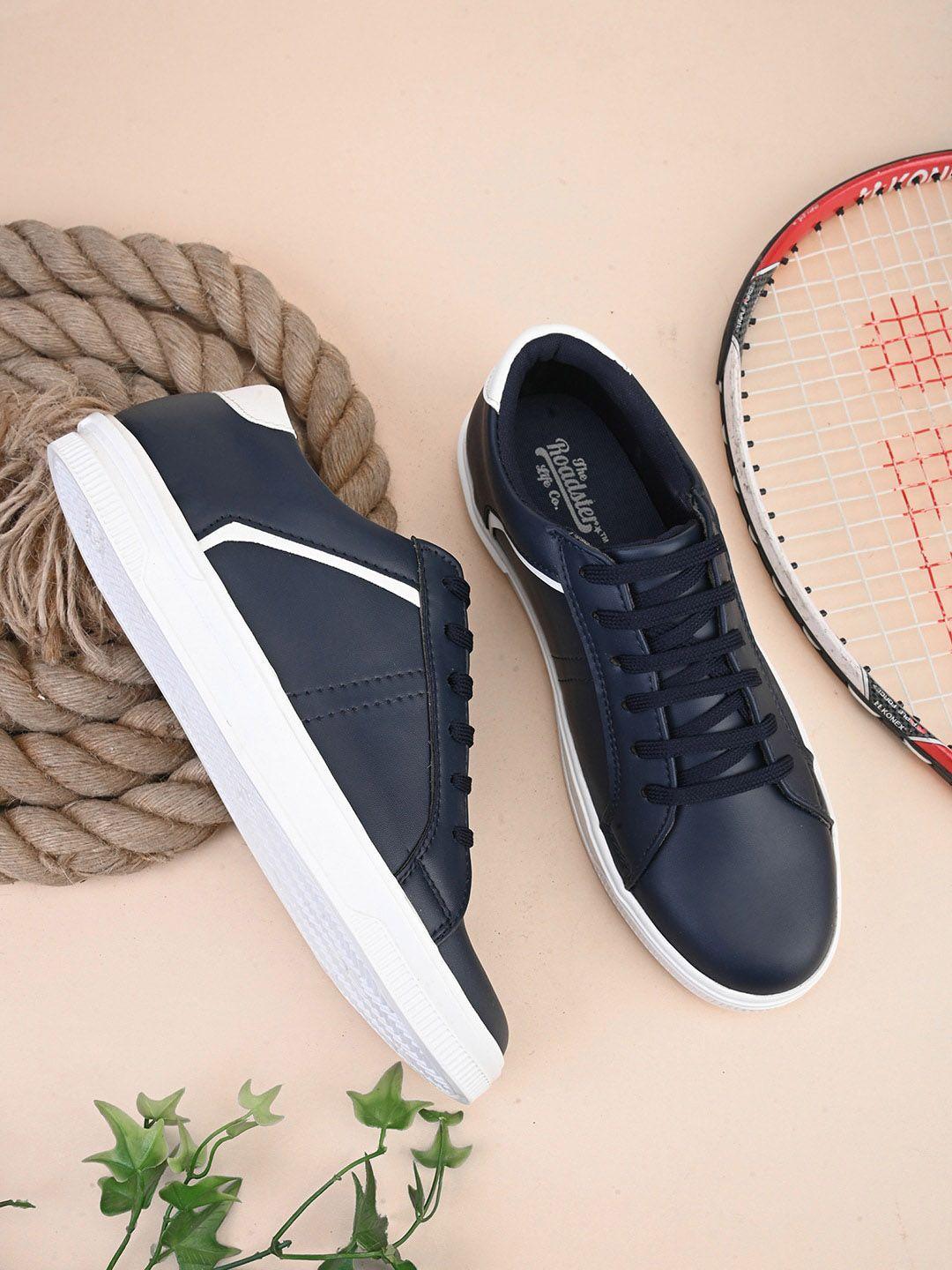 the roadster lifestyle co. men navy blue patterned lace-up lightweight sneakers