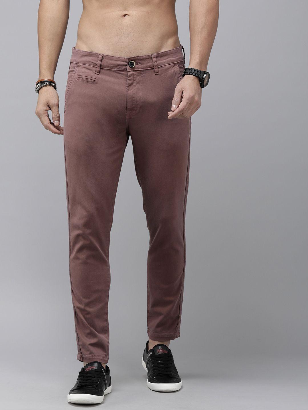 the roadster lifestyle co. men slim fit low-rise trousers