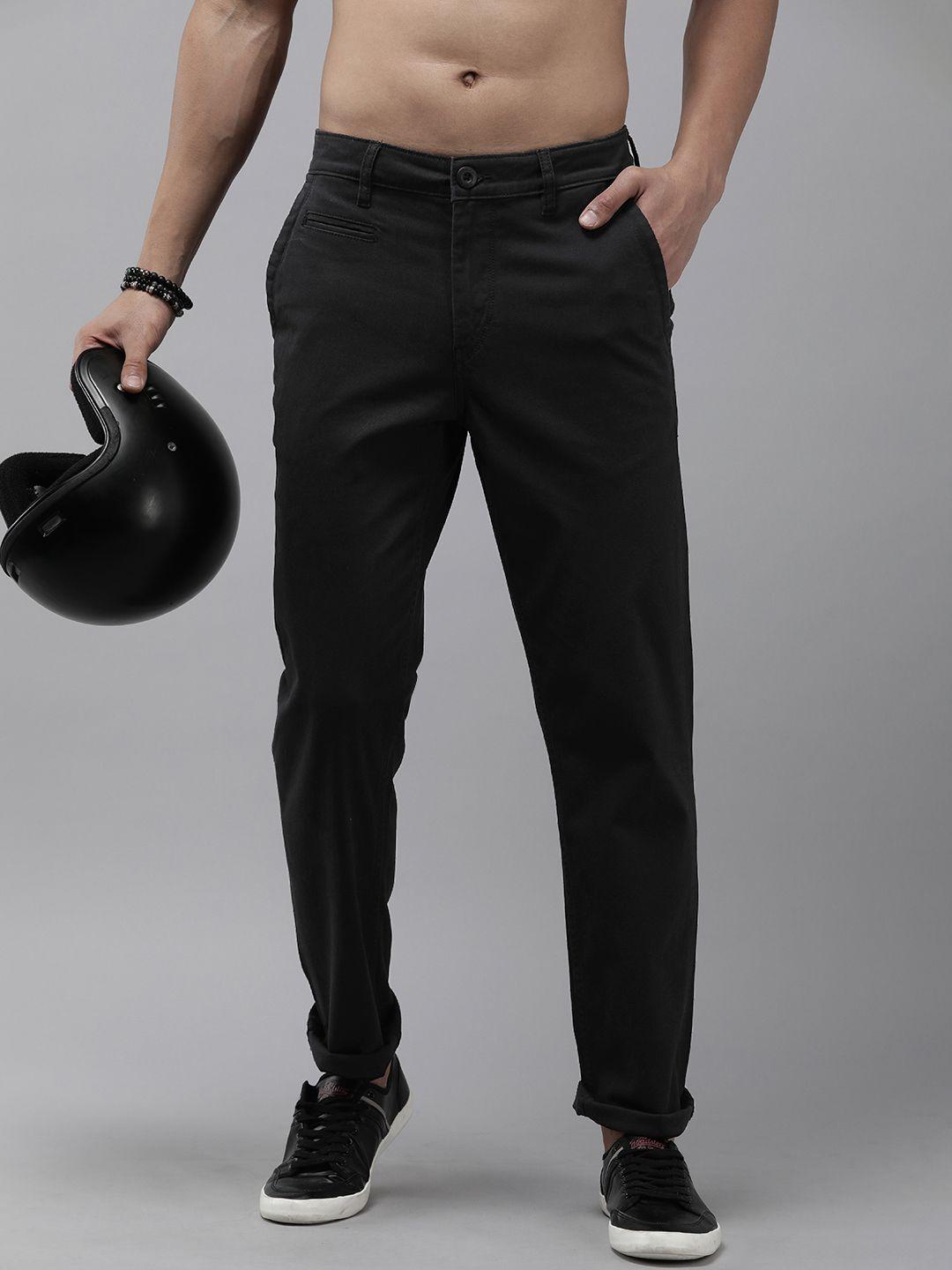 the roadster lifestyle co. men slim tapered fit trousers