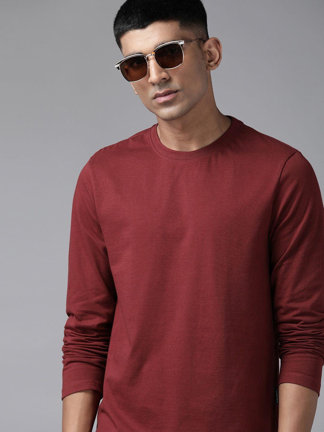 the roadster lifestyle co. men solid long sleeves pure cotton t-shirt