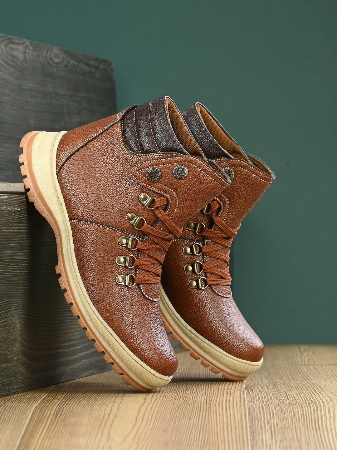 the roadster lifestyle co. men tan brown textured biker boots