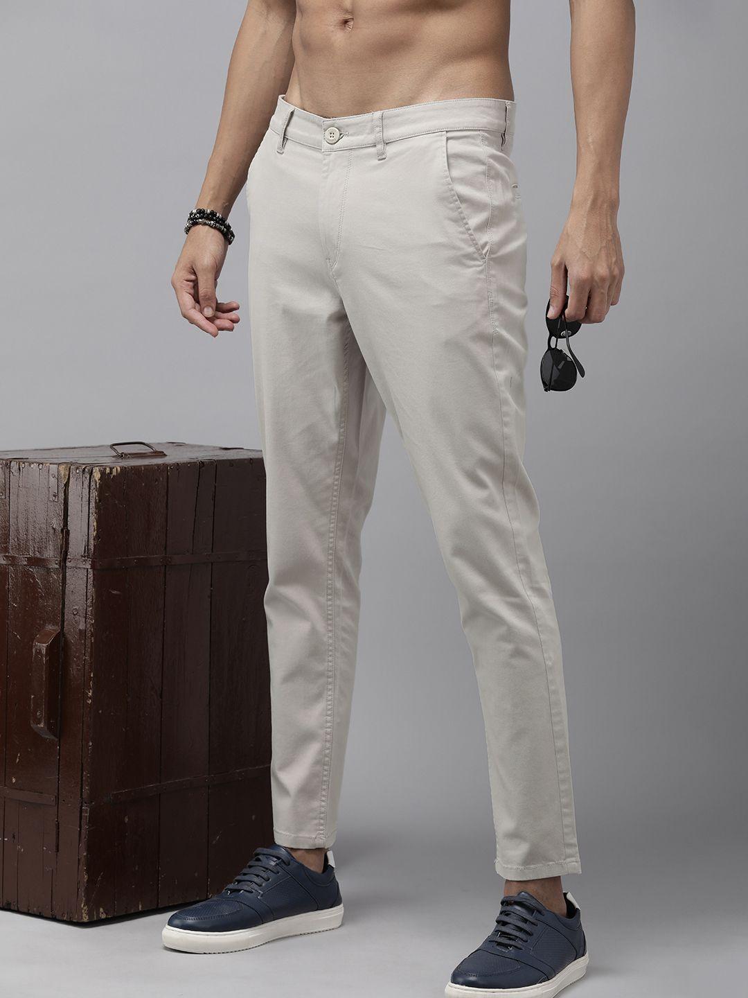 the roadster lifestyle co. men tapered slim fit low-rise trousers