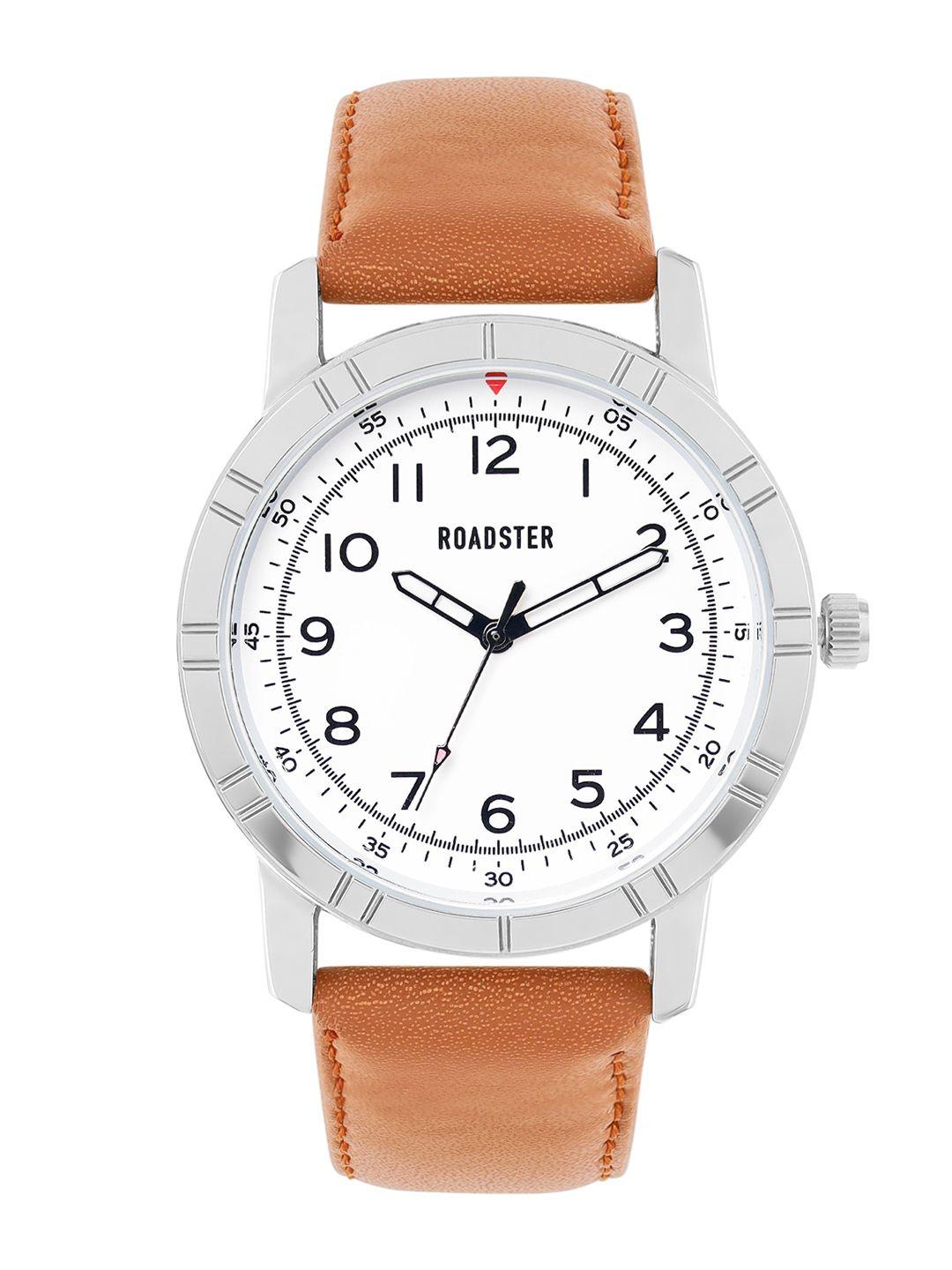 the roadster lifestyle co. men white dial leather strap analogue watch rd_ss23_8c