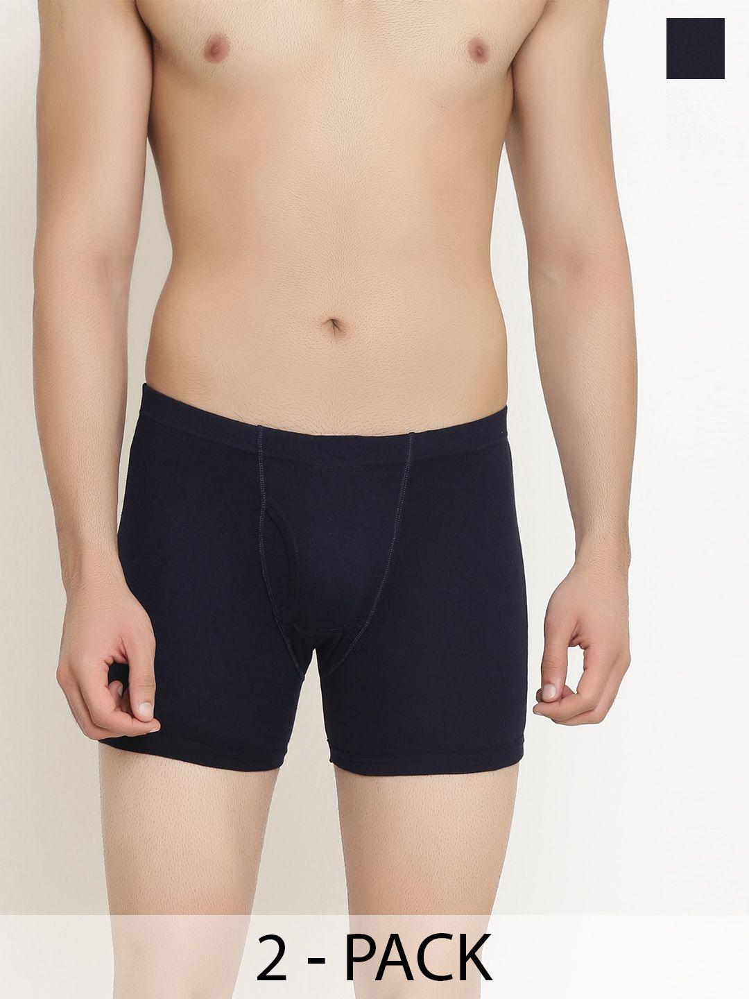 the roadster lifestyle co. navy blue & white pack of 2 cotton trunks rtie-1004-nb-wh-1