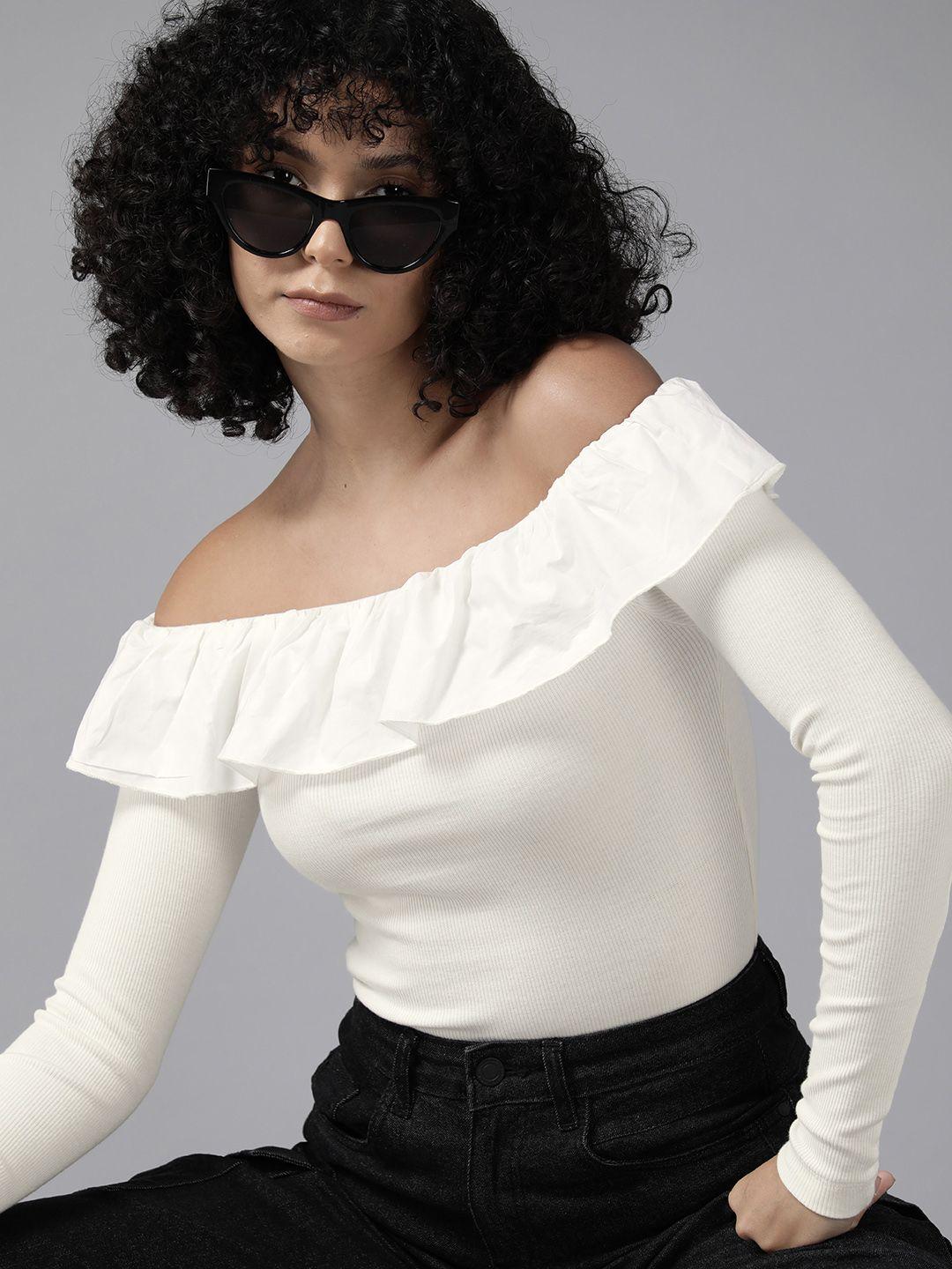 the roadster lifestyle co. off-shoulder ruffles bardot top