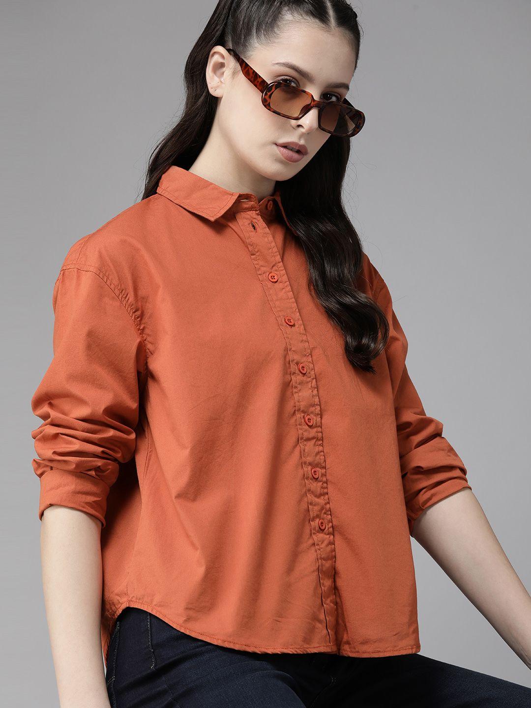 the roadster lifestyle co. oversized pure cotton shirt with gathered yoke