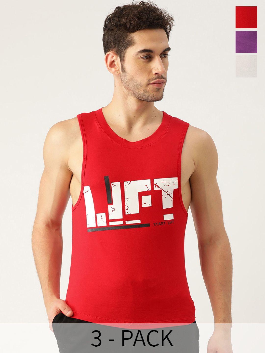 the roadster lifestyle co. pack of 3 printed pure cotton gym vests rrgv-5004-rd-vlt-lg-1
