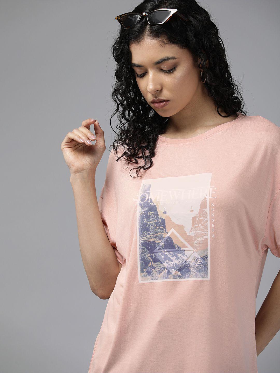 the roadster lifestyle co. printed drop-shoulder sleeves boxy t-shirt