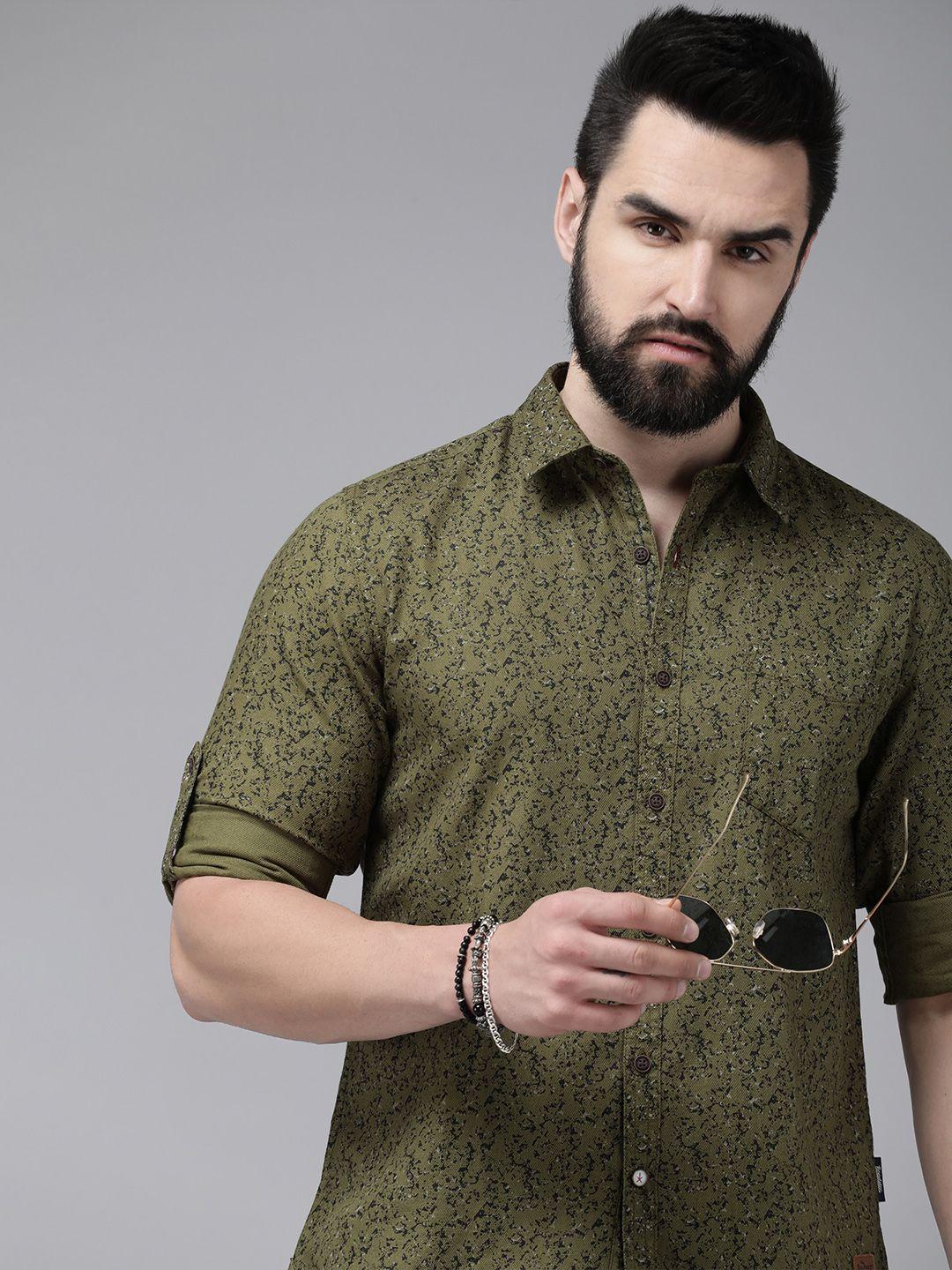 the roadster lifestyle co. printed pure cotton casual shirt