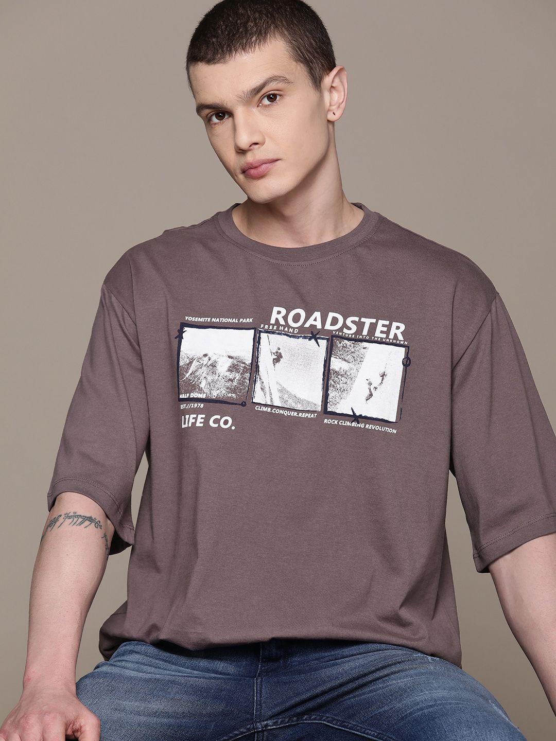 the roadster lifestyle co. printed pure cotton oversized t-shirt