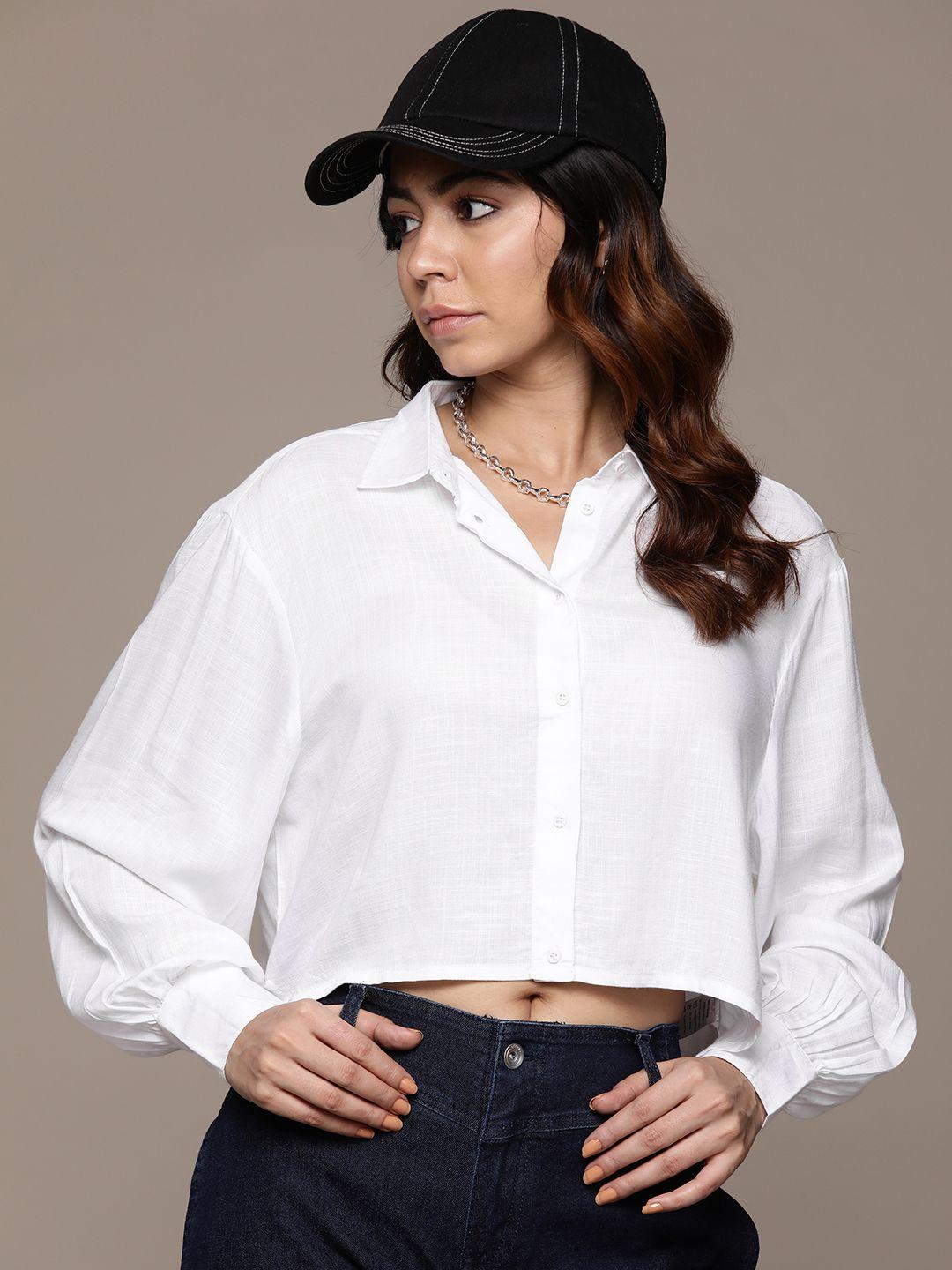 the roadster lifestyle co. puff sleeves casual shirt