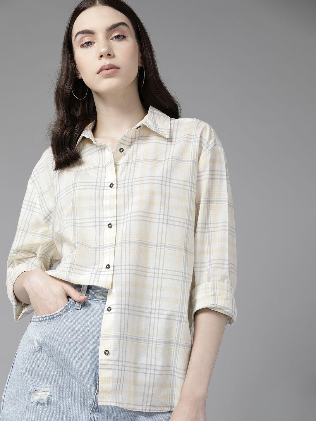 the roadster lifestyle co. pure cotton tartan checked casual shirt