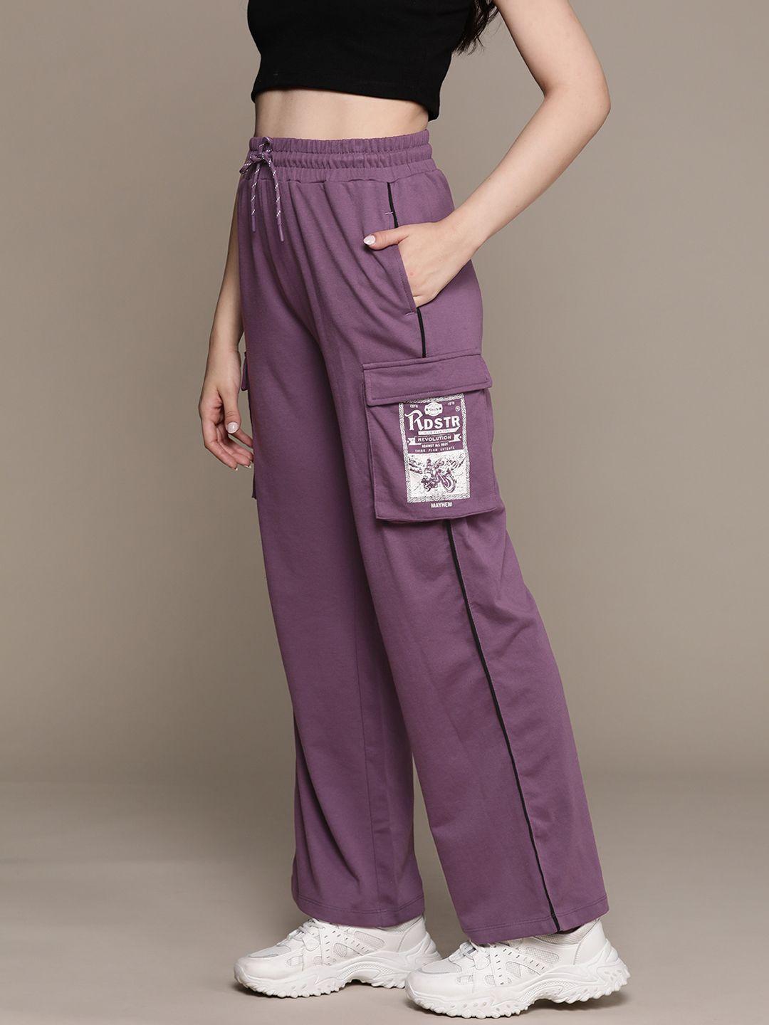 the roadster lifestyle co. re/lax women contrast tipping baggy track pants