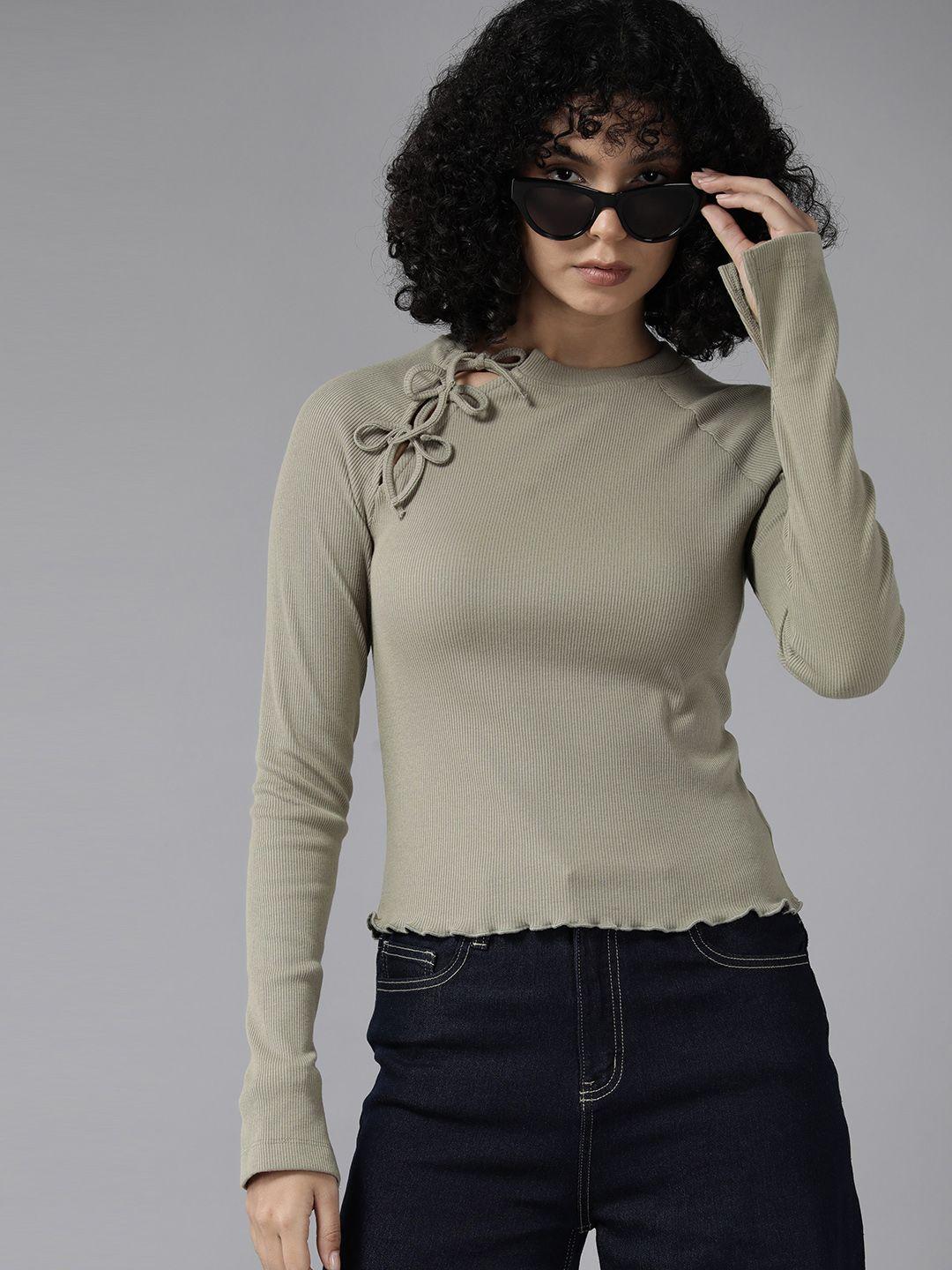 the roadster lifestyle co. ribbed lace-up detail top