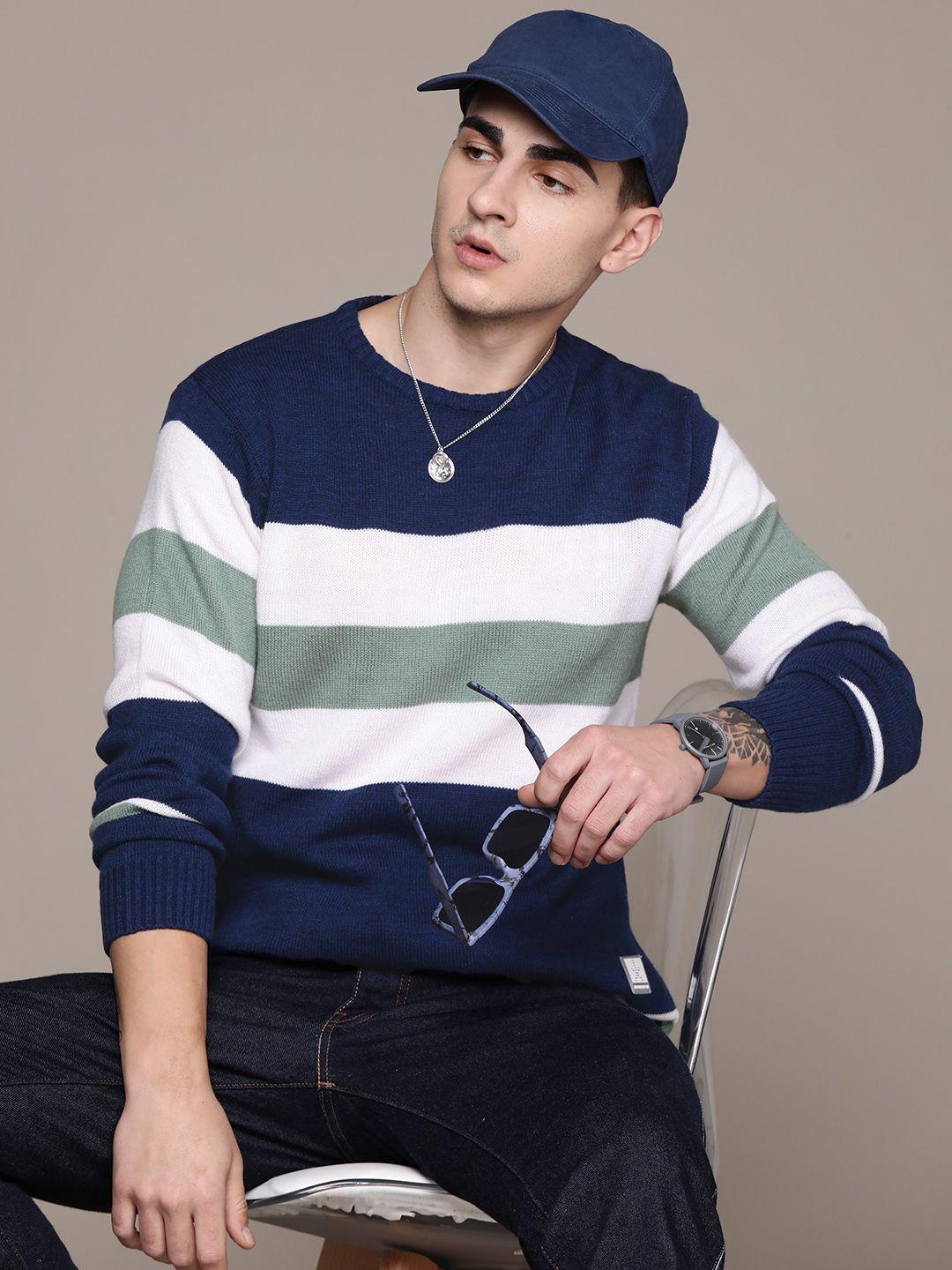 the roadster lifestyle co. round neck striped pullover