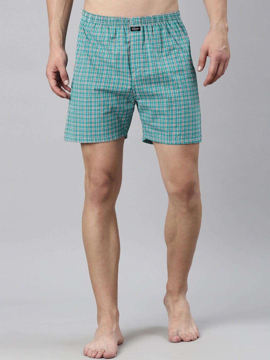 the roadster lifestyle co. sea green checked pure cotton boxers rr-bc-jb86