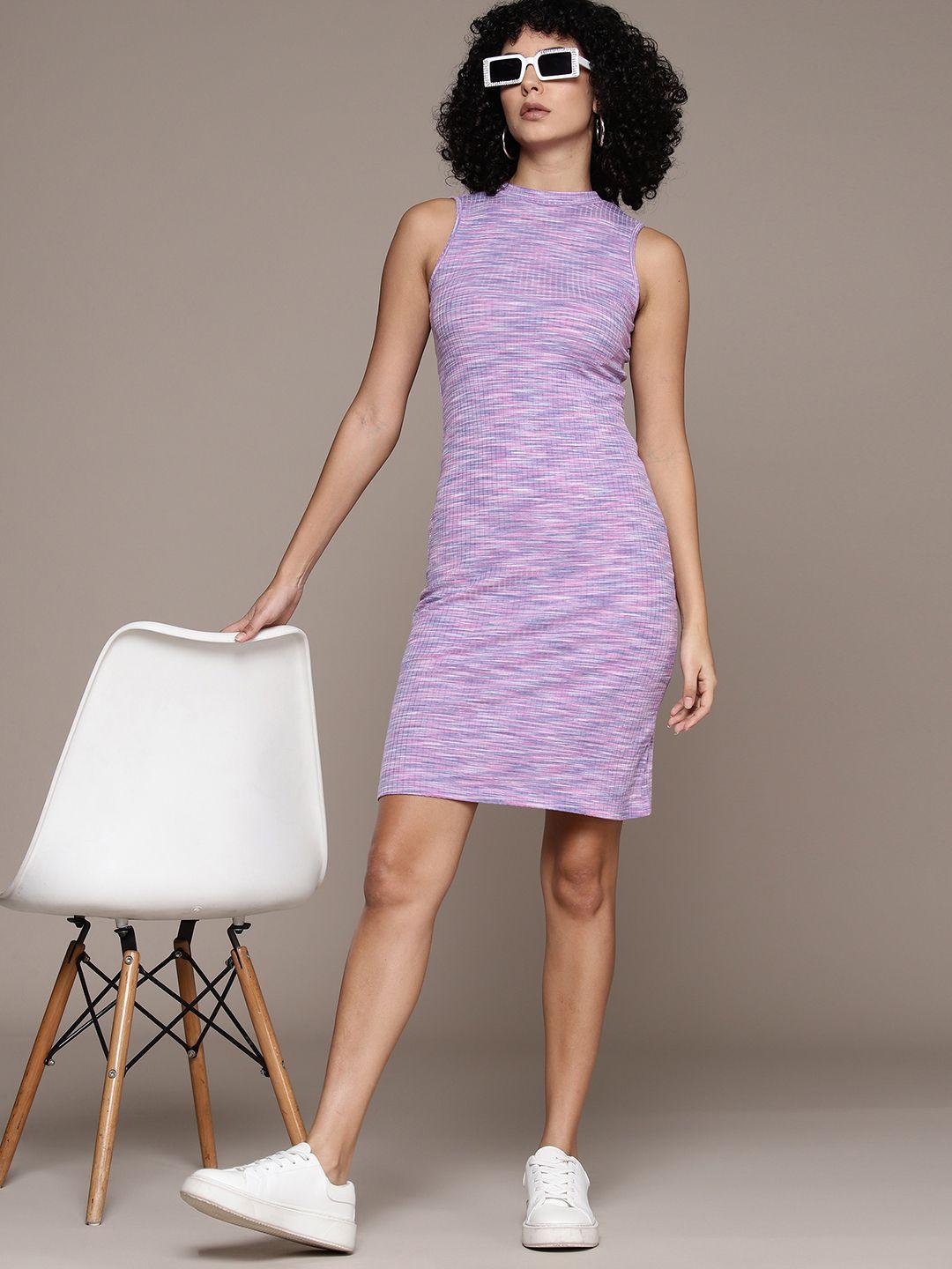 the roadster lifestyle co. self-striped knitted sheath dress