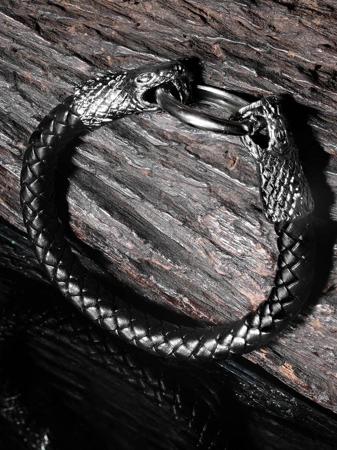 the roadster lifestyle co. silver-plated textured leather bracelet