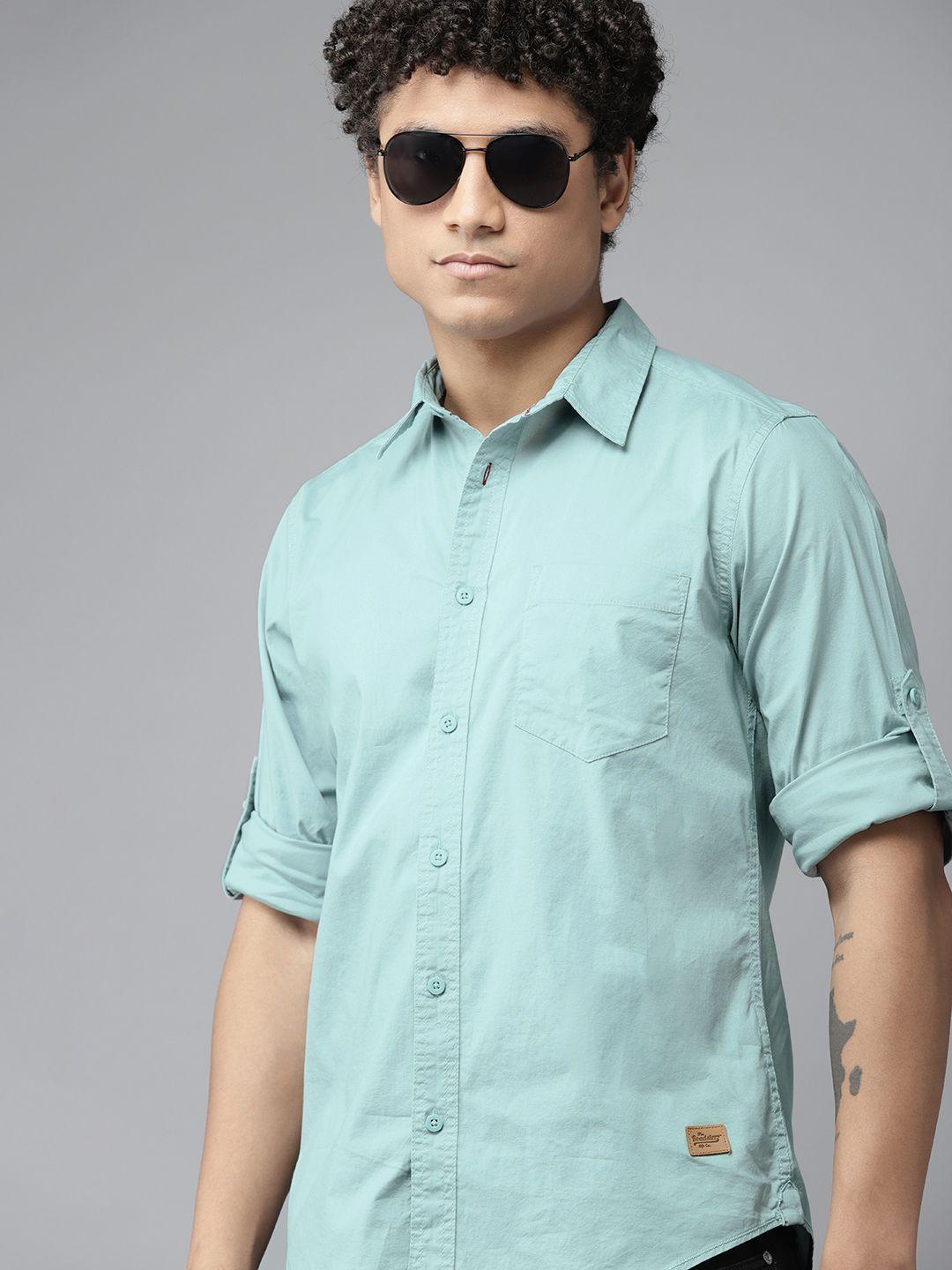 the roadster lifestyle co. slim fit opaque casual shirt