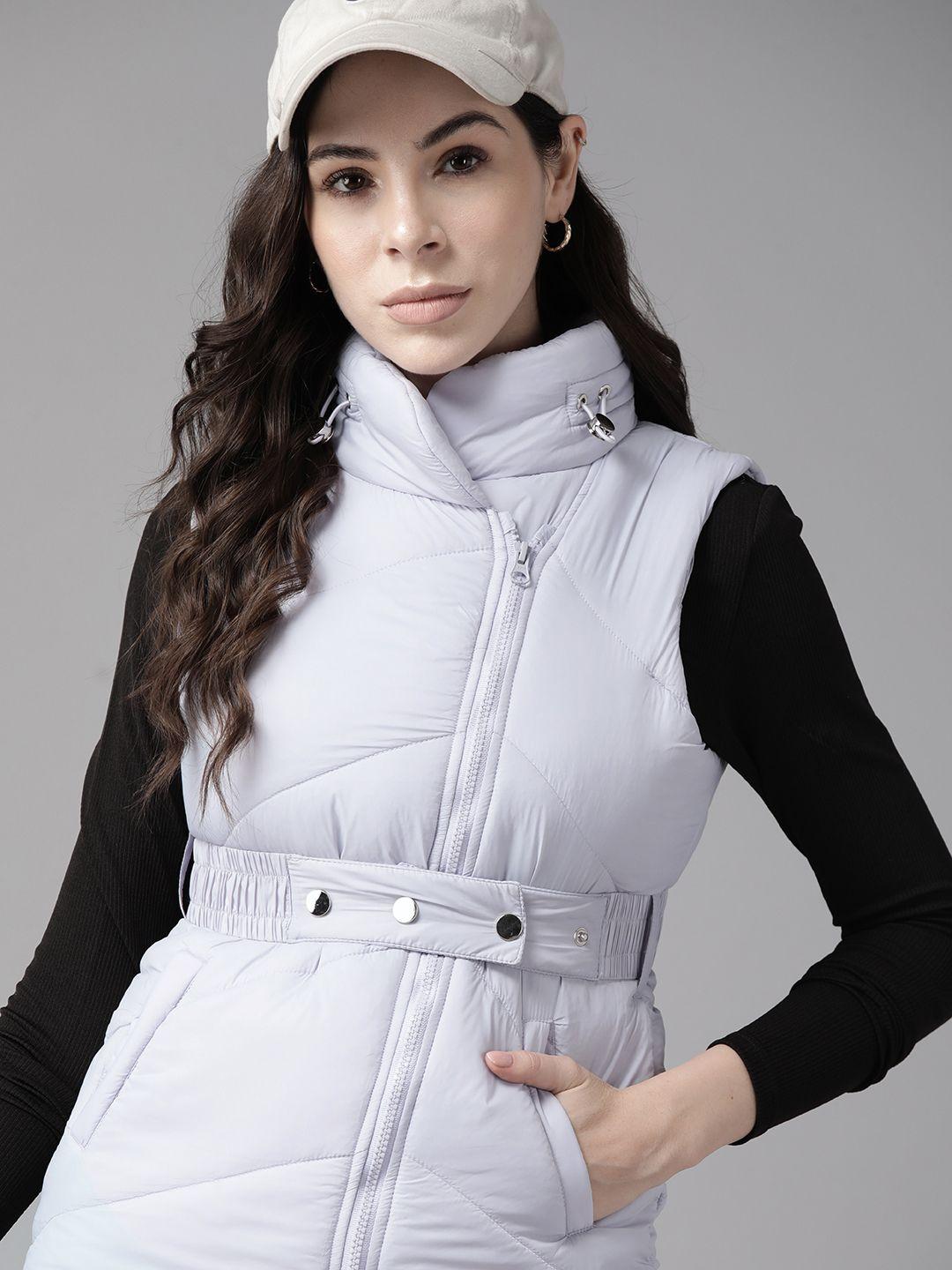 the roadster lifestyle co. solid belted detail puffer jacket