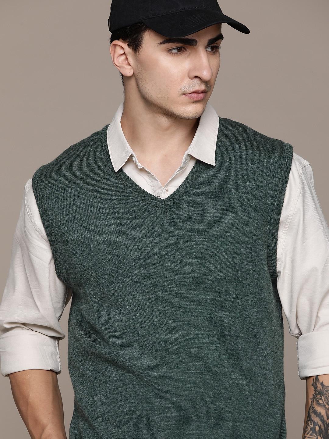 the roadster lifestyle co. solid v-neck acrylic sweater vest