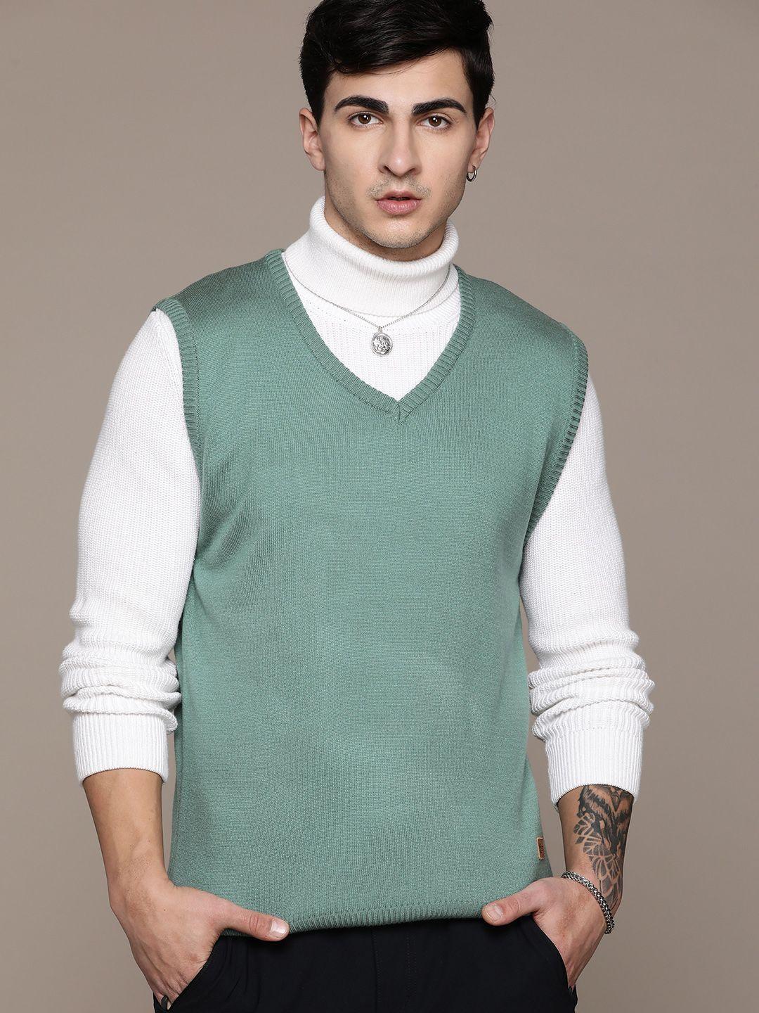 the roadster lifestyle co. solid v-neck acrylic sweater vest