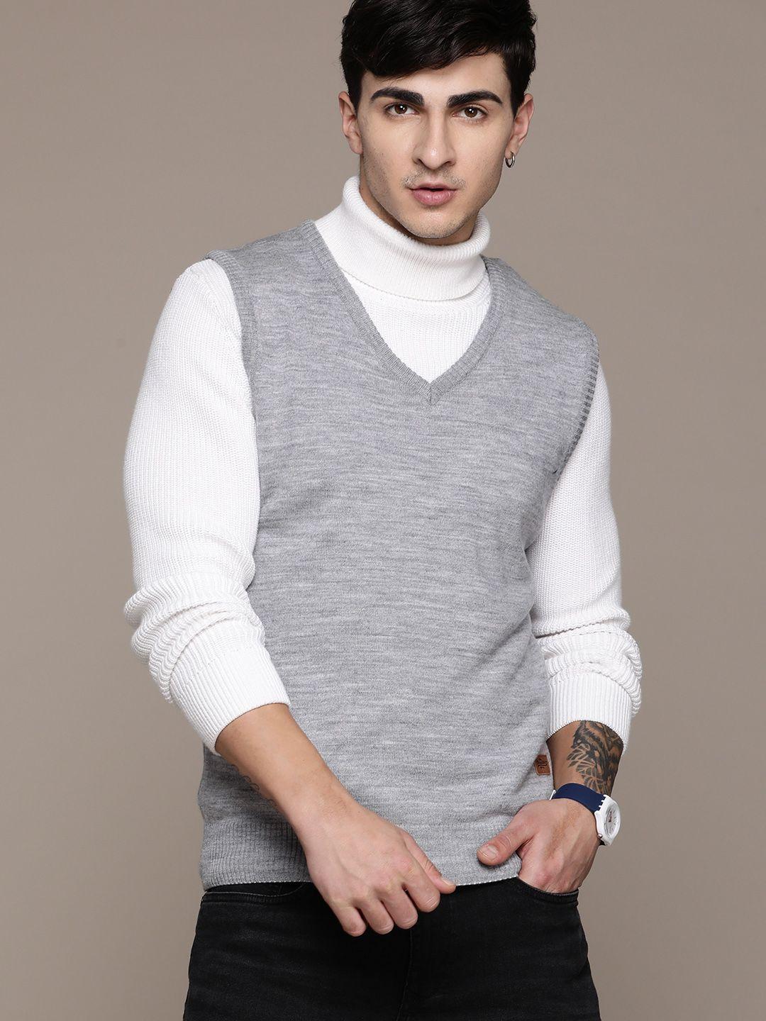 the roadster lifestyle co. solid v-neck acrylic sweater vest
