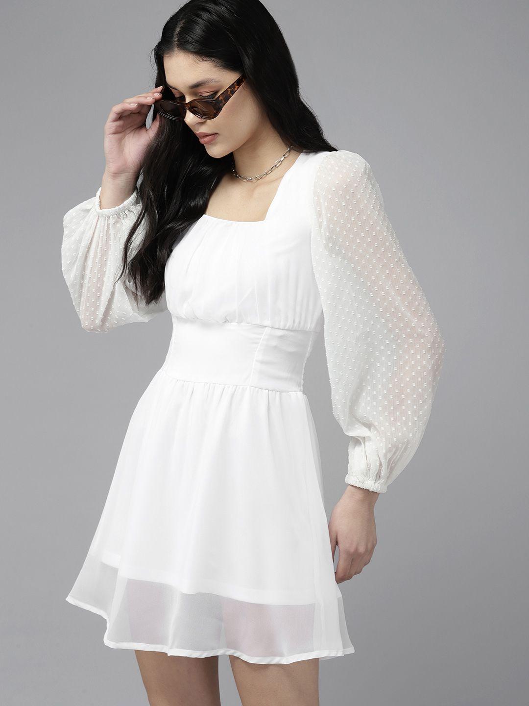 the roadster lifestyle co. square neck smocked fit and flare dress
