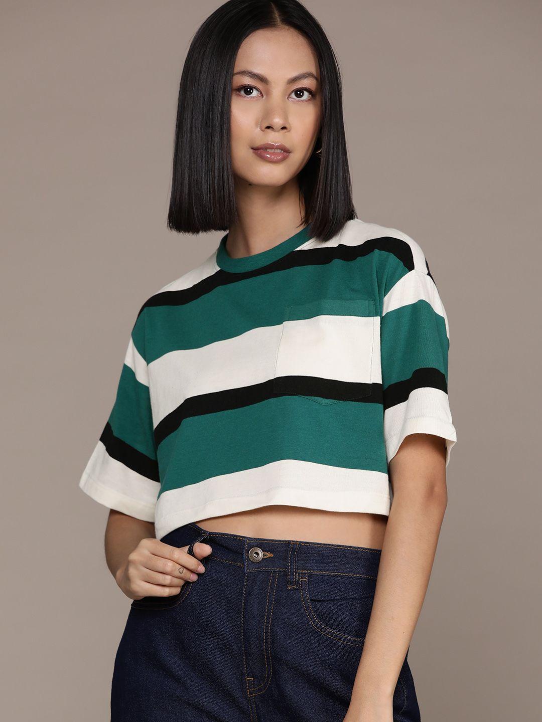 the roadster lifestyle co. striped pocket cropped boxy t-shirt