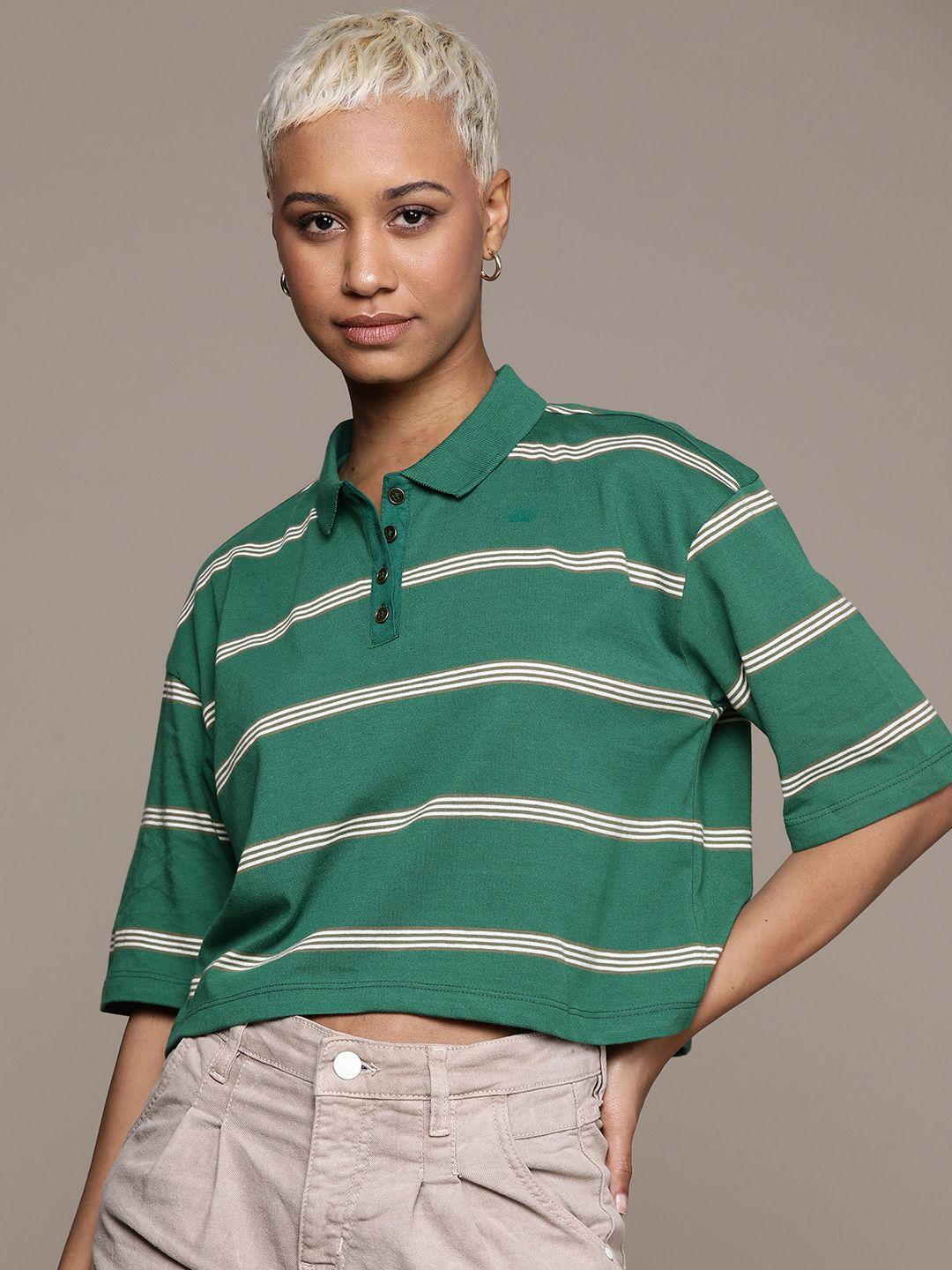 the roadster lifestyle co. striped polo collar boxy t-shirt