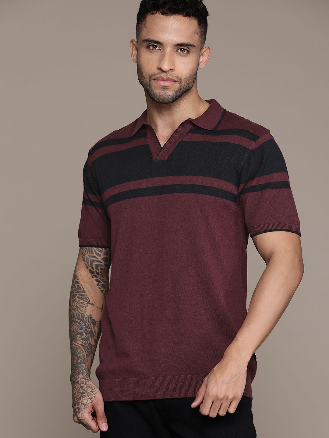 the roadster lifestyle co. striped pure cotton polo collar t-shirt
