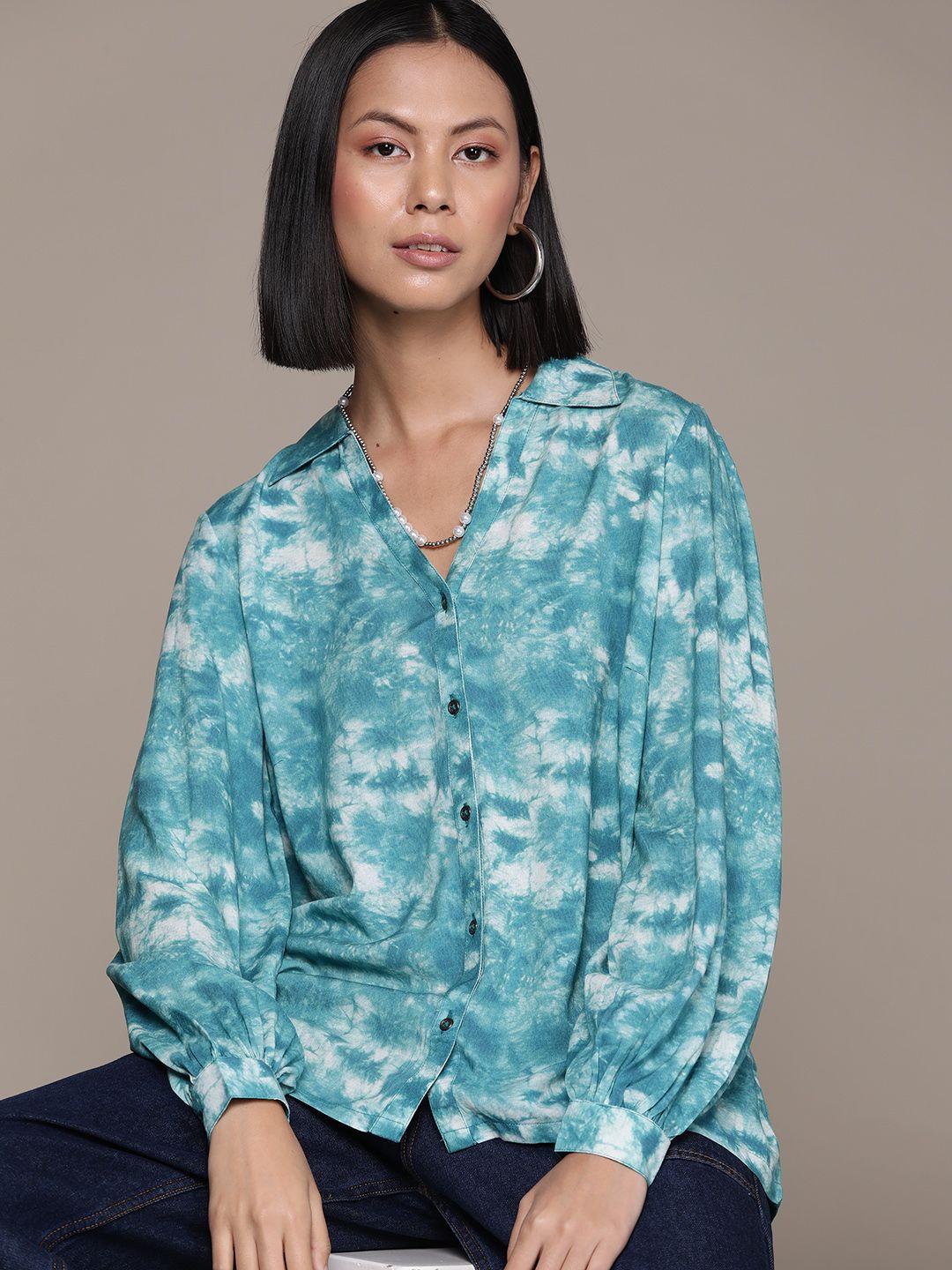 the roadster lifestyle co. tie & dye puff sleeves shirt