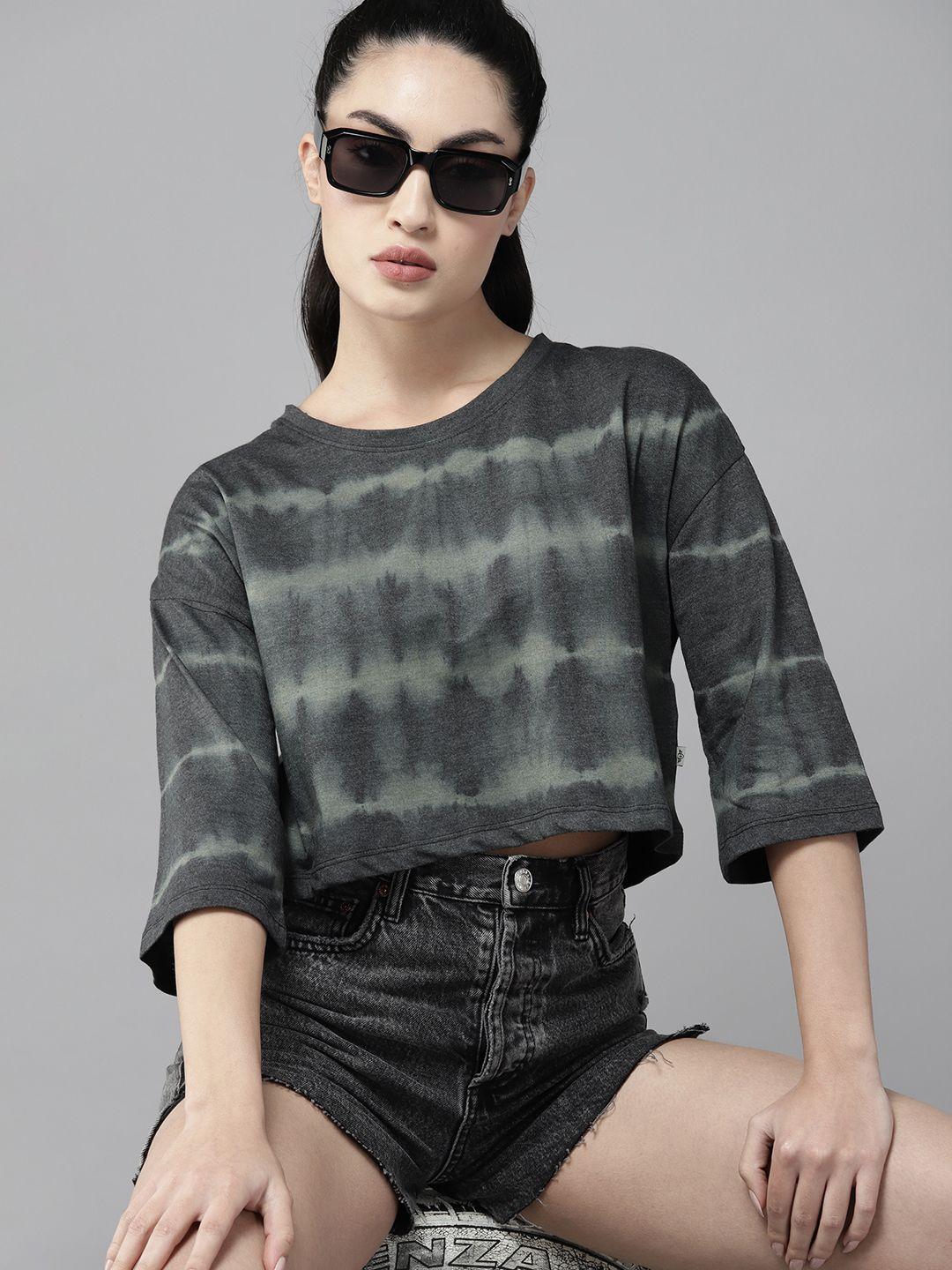 the roadster lifestyle co. tie and dye printed crop boxy t-shirt