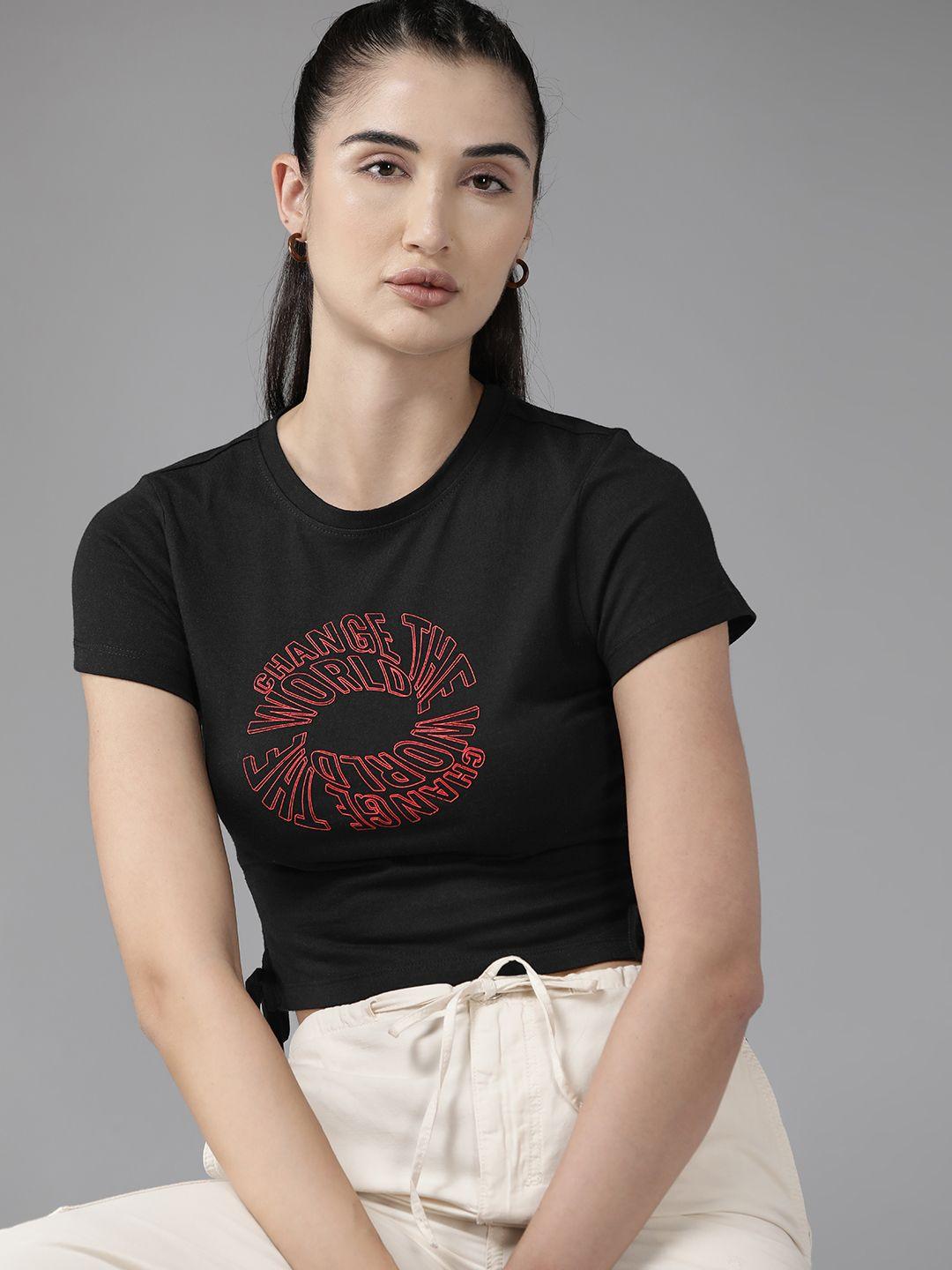 the roadster lifestyle co. typography printed crop t-shirt