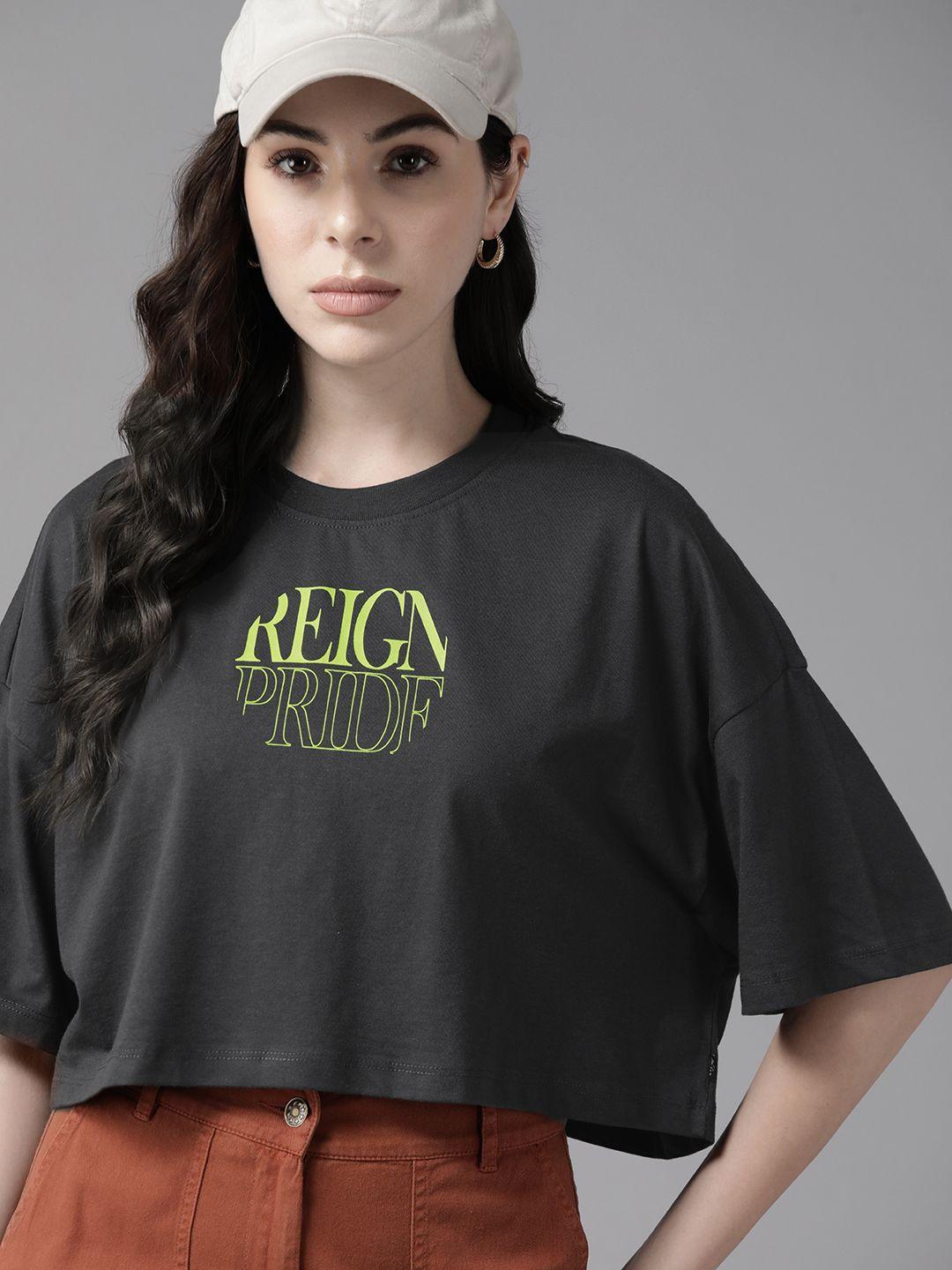 the roadster lifestyle co. typography printed drop-shoulder sleeves boxy t-shirt