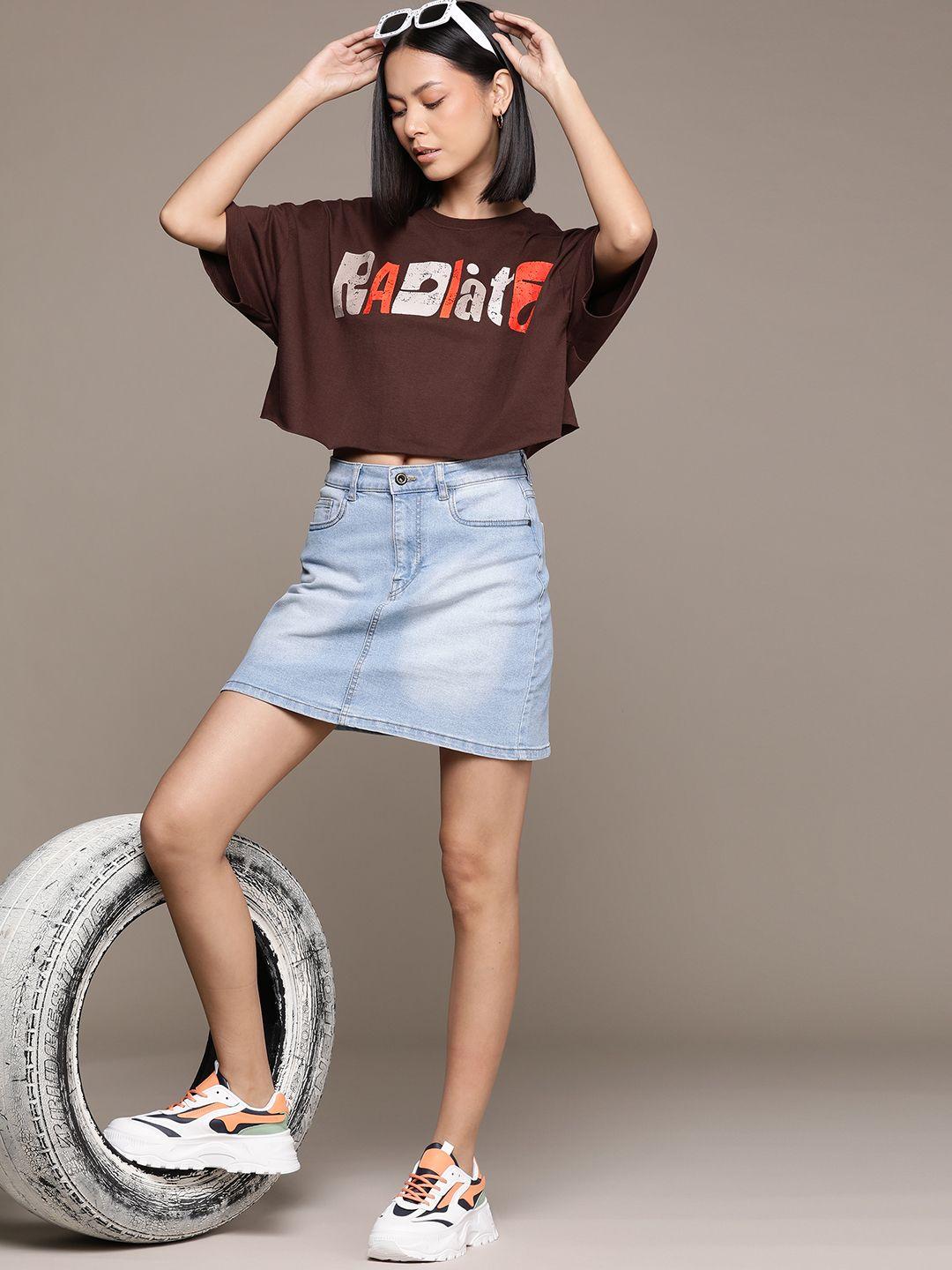 the roadster lifestyle co. typography printed drop-shoulder sleeves oversized t-shirt