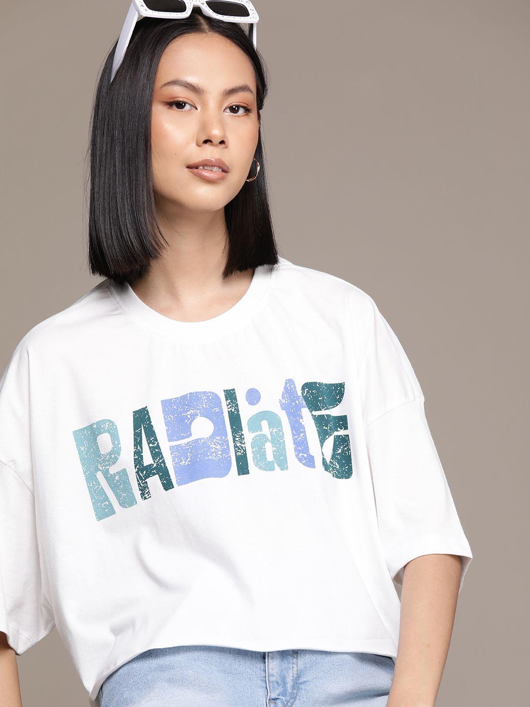 the roadster lifestyle co. typography printed drop-shoulder sleeves oversized t-shirt