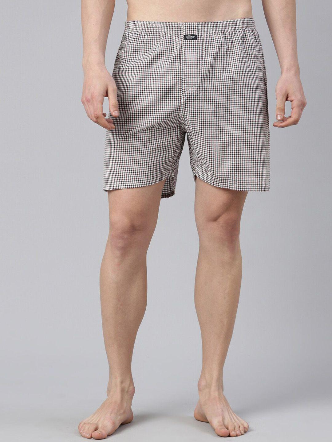 the roadster lifestyle co. white & black checked pure cotton boxers