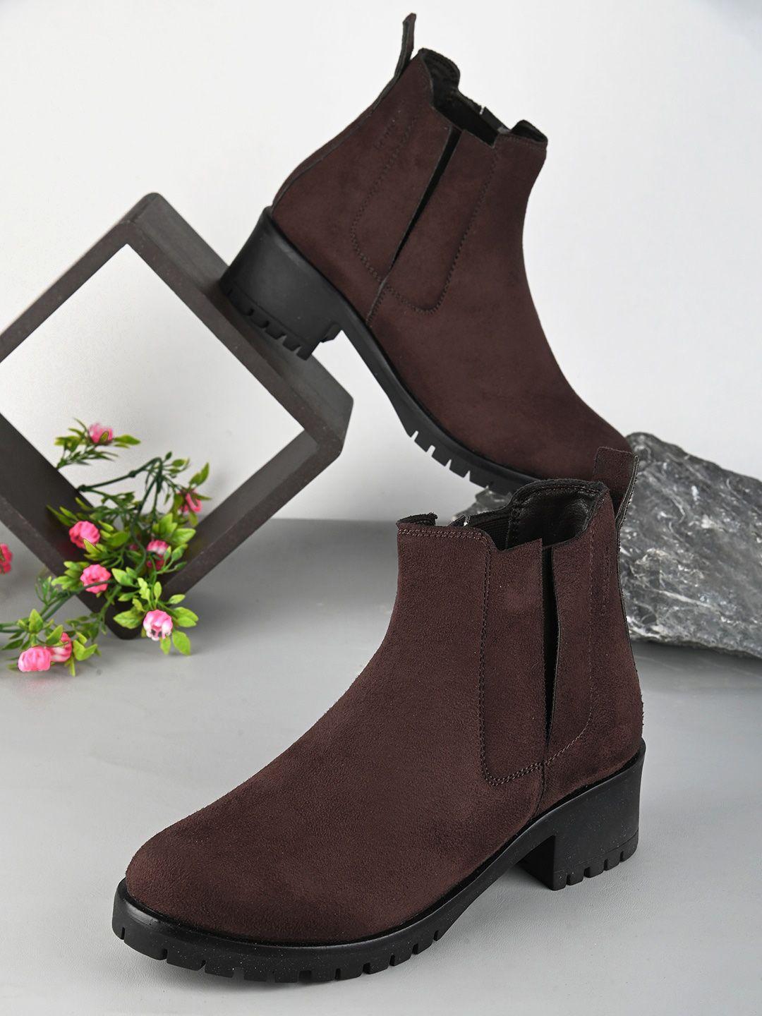 the roadster lifestyle co. women brown block-heeled chelsea boots