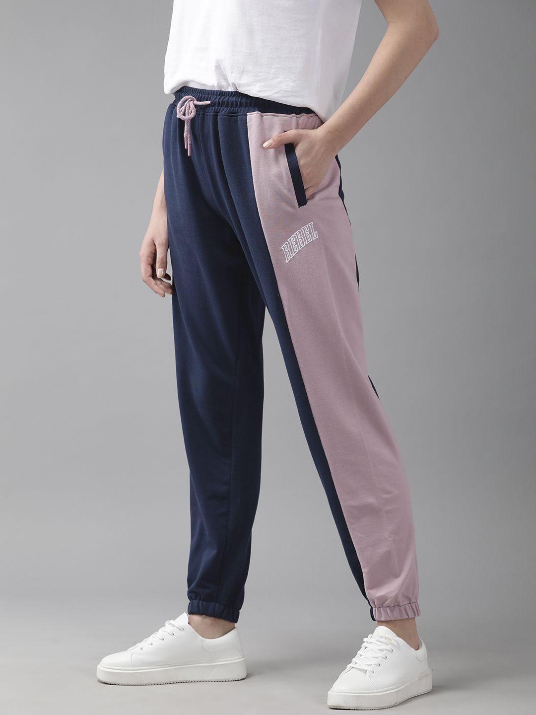 the roadster lifestyle co. women colourblocked relaxed fit joggers