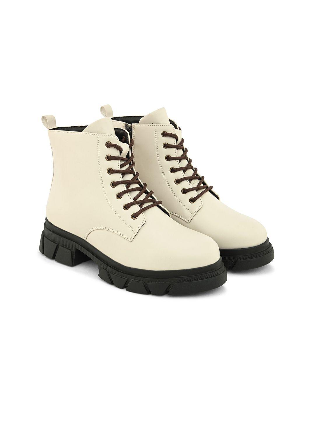the roadster lifestyle co. women cream coloured mid top platform heel regular boots