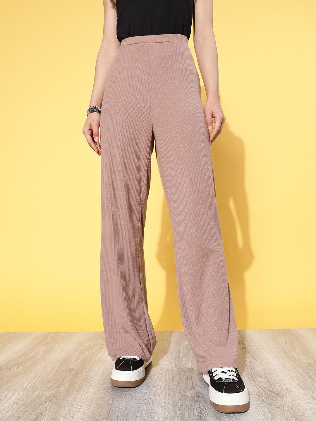 the roadster lifestyle co. women dusty pink solid ribbed track pants