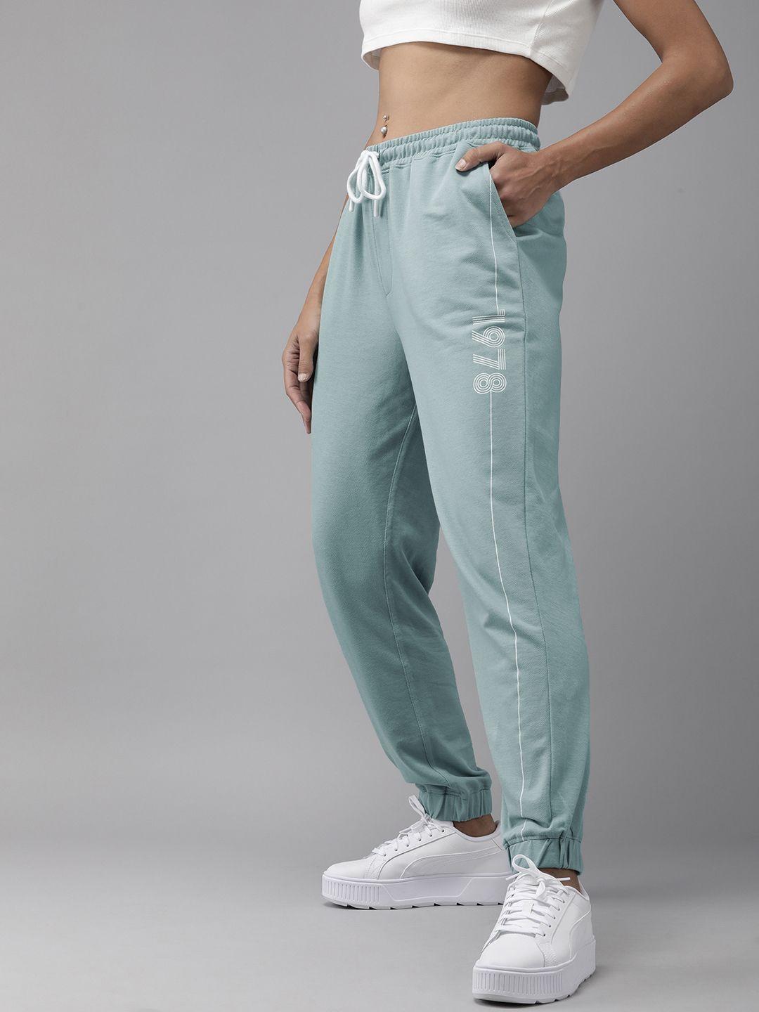 the roadster lifestyle co. women green printed joggers