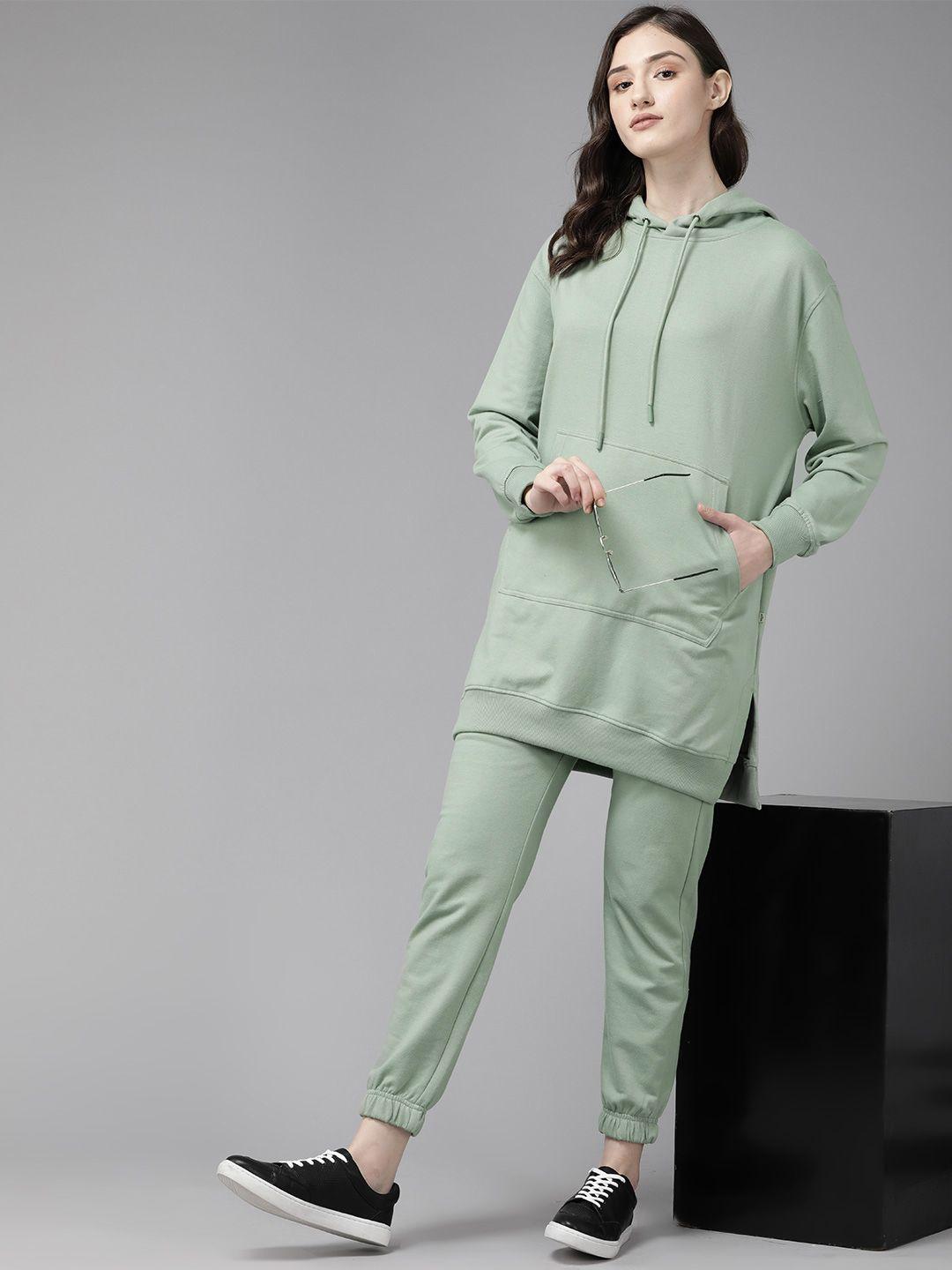 the roadster lifestyle co. women green solid co-ords