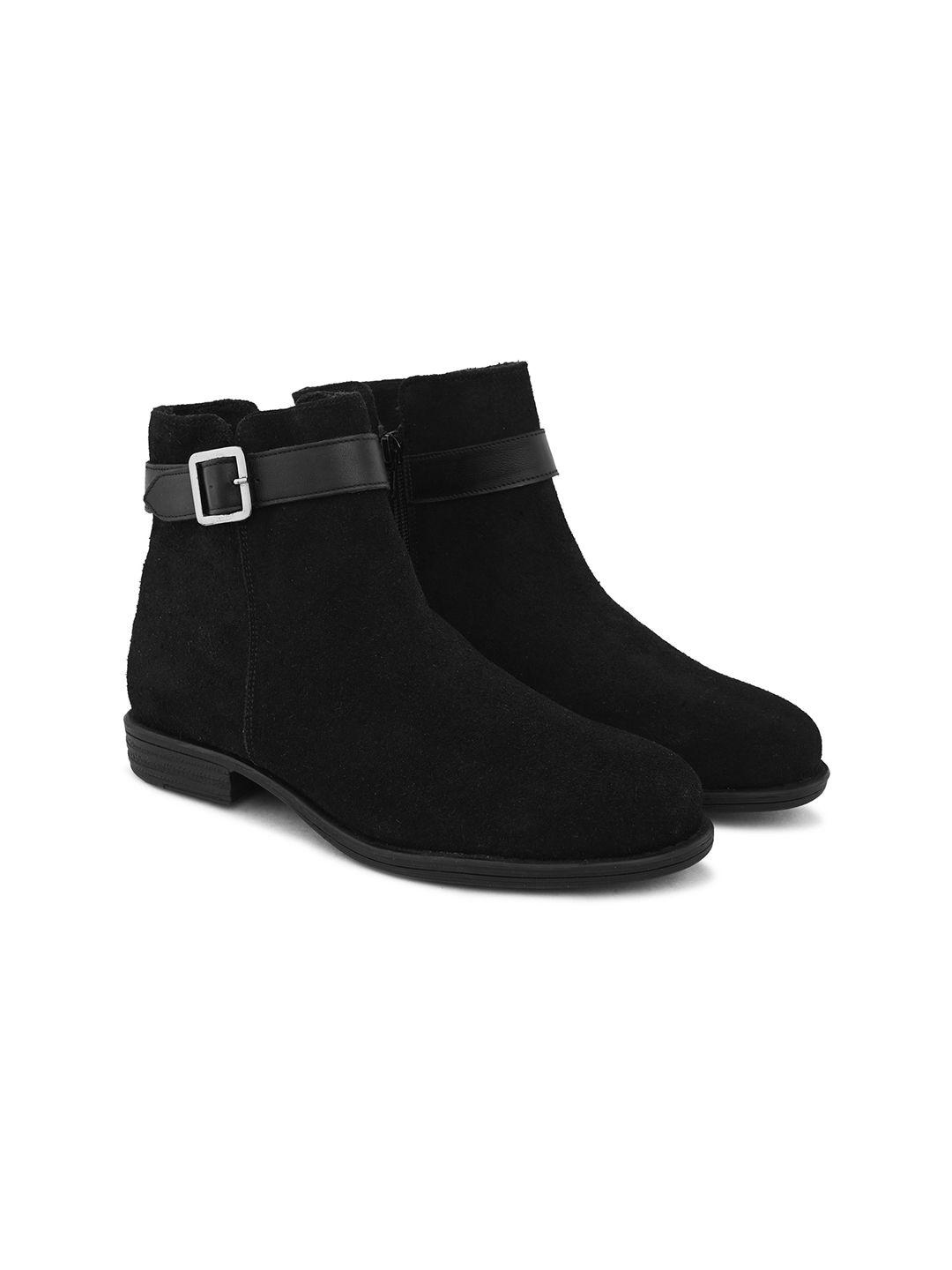 the roadster lifestyle co. women heeled buckle detail mid-top lightweight regular boots